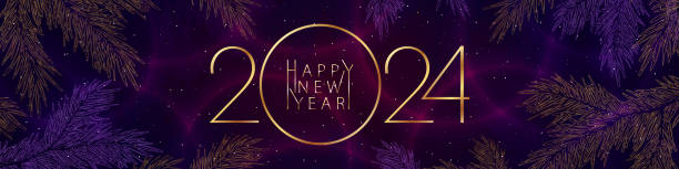 ilustrações de stock, clip art, desenhos animados e ícones de 2024 happy new year, vector illustration with a bright background - ano novo 2024
