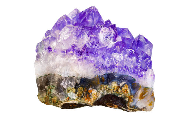 Isolated purple amethyst crystal stone stock photo