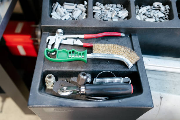 istock Car mechanic's tools in garage 1457152230