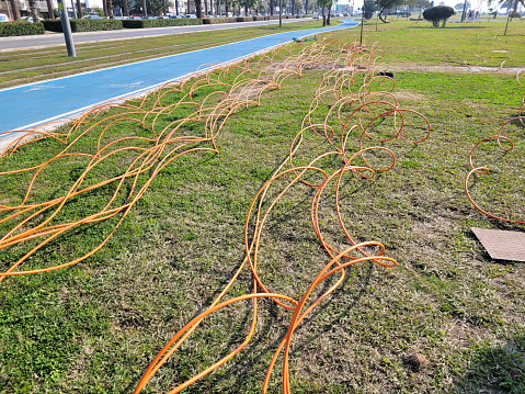 fiber optic cables on the grass