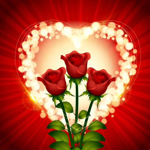 Vector illustration of Heart Shape with Red Roses