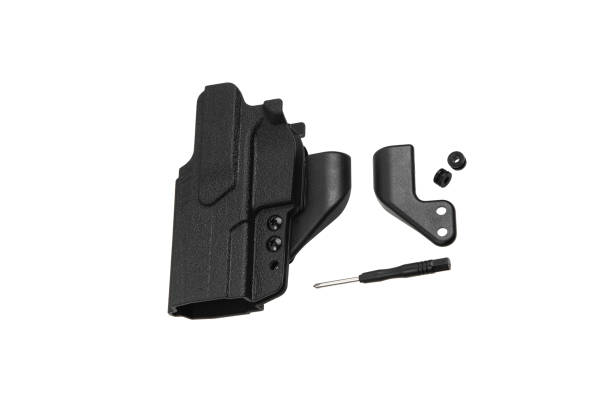 istock Plastic holster for a pistol. Accessory for convenient and concealed carrying of weapons. View from all sides. Isolate on a white background. 1457163270
