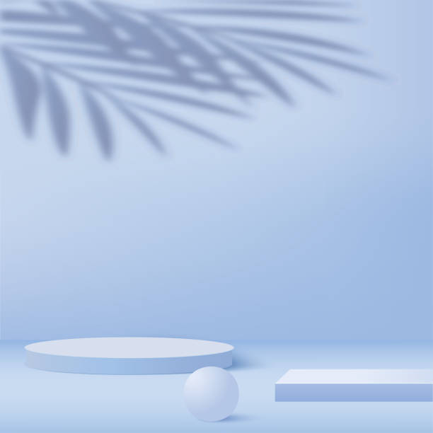 istock 3d blue color podium and minimal blue color wall scene. 3d podium minimal abstract background. Vector 1457164086