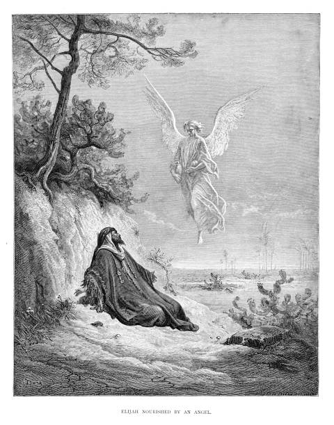 istock Elijah nourished by an angel engraving by Gustave Dore - 1870 1457165943