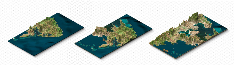 3d model of Madagascar island, Country in East Africa. Isometric map virtual terrain 3d for infographic