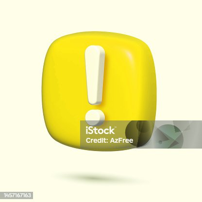 istock 3d yellow danger attention bell or emergency notifications alert on rescue warning 3d icon. Vector 1457167163