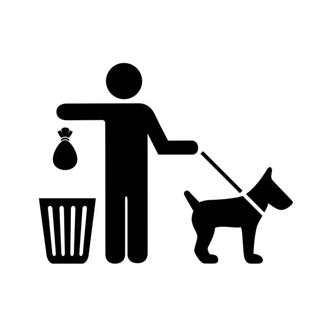 Please pick up after your dog vector sign vector art illustration