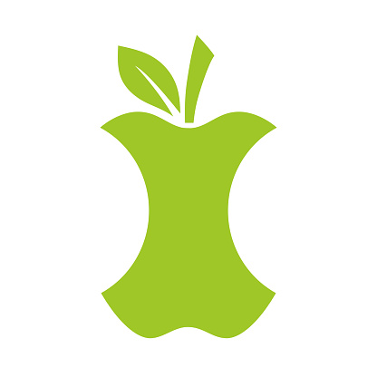 Green apple stub vector icon on white background