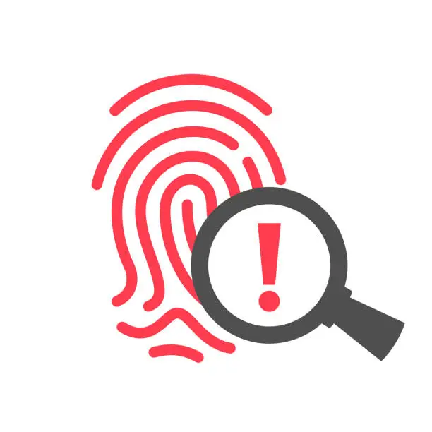 Vector illustration of Biometric security icon, identity theft alert icon