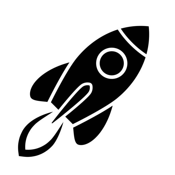 Rocket launch vector icon Rocket vector icon isolated on white background rocketship silhouettes stock illustrations