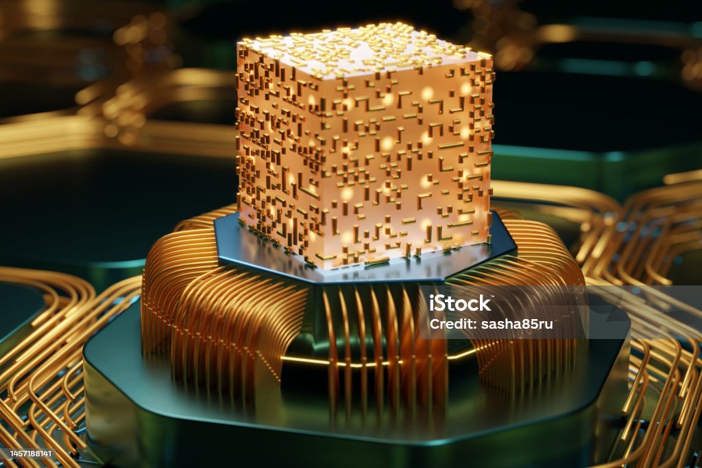Quantum Computer Processor Background Steampunk Quantum Computer Concept Abstract Technological Background ...
