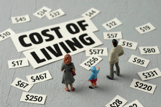 Newspaper Clippings: Cost of living stock photo