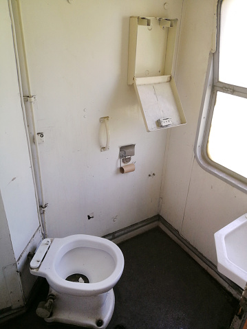 Toilet with raised seat to assist infirm or recovering patients - with handrail to push from