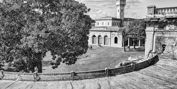 Aerial view of ancient thermal springs in Livorno, Tuscany. Fonti del Corallo.