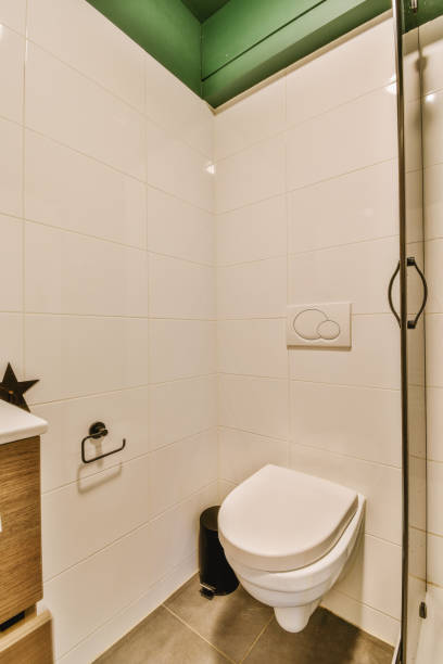 istock Small restroom in modern apartment 1457199502