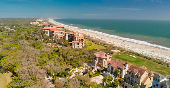 Amazing aerial view of Amelia Island from drone, Florida - USA.
