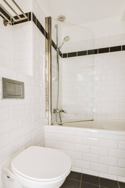 istock Small restroom in modern apartment 1457202347