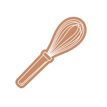 Cute kitchen icon. Editable lines on a brown base shape on a transparent background