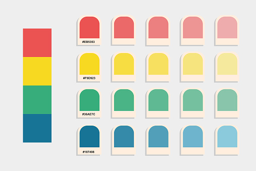 Palet Warna Biru Hijau Kuning Merah Muda Ilustrasi Stok - Unduh Gambar