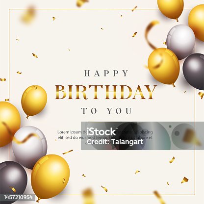 istock Luxury golden happy birthday background 1457210954