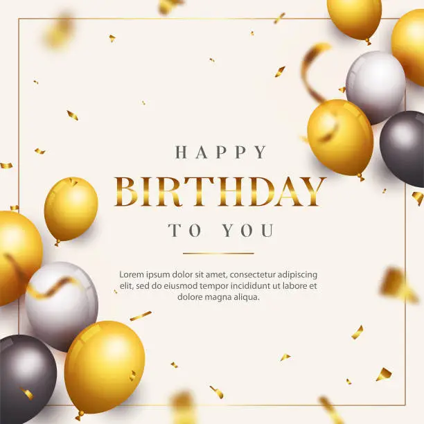 Vector illustration of Luxury golden happy birthday background