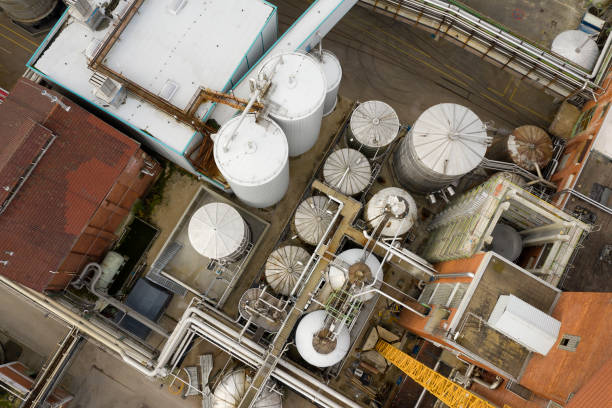 istock Industrial Factory, Paper Mill, From Above 1457211144