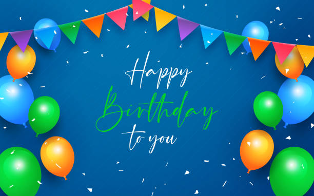 istock Happy birthday background with realistic ballon and confetti 1457212048