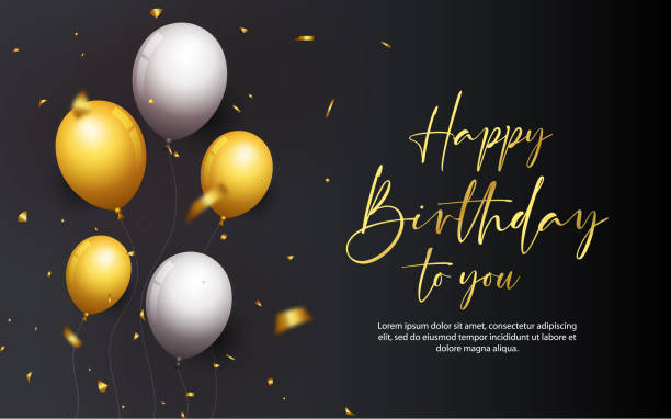 istock Happy birthday background with ballon and confetti 1457212443