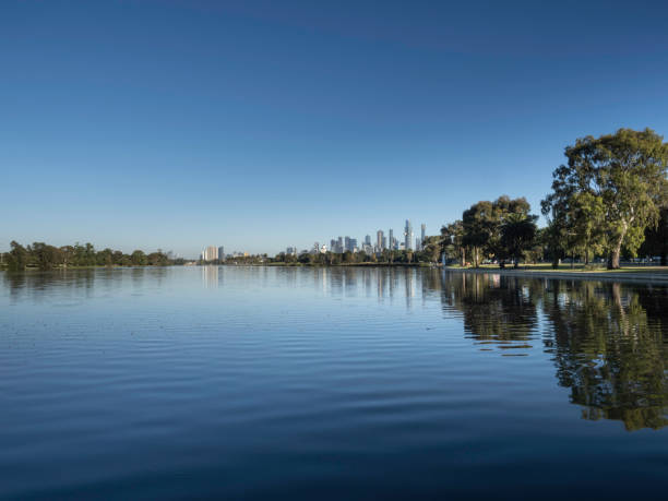 Urban  skyline and Albert Park Lake