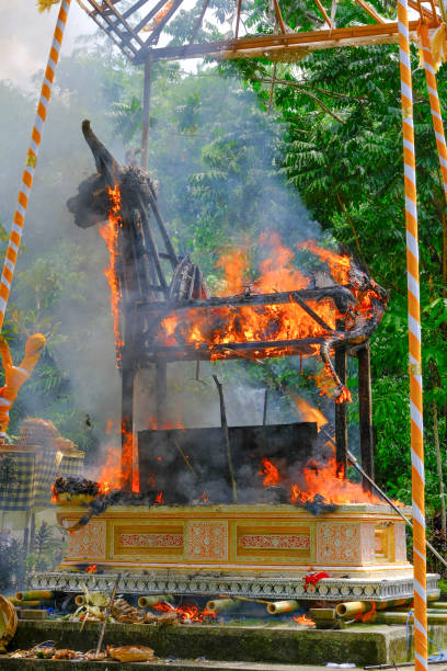 Closeup of praying offering of Bali Hindu tradition for wedding ceremony.