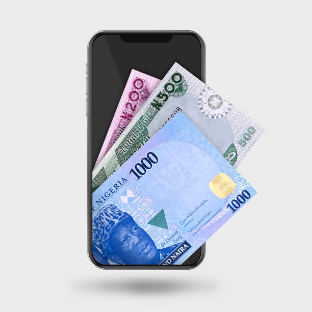 3d Illustration of Nigerian naira notes inside mobile phone 3d Illustration of Nigerian naira notes inside mobile phone sending money stock pictures, royalty-free photos & images