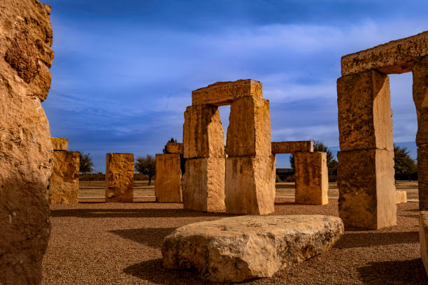 istock Stonehenge replica of the prehistoric monument and dramatic cloudscape 1457225983