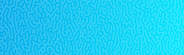 Blue Turing reaction gradient background. Abstract diffusion pattern with chaotic shapes. Vector illustration