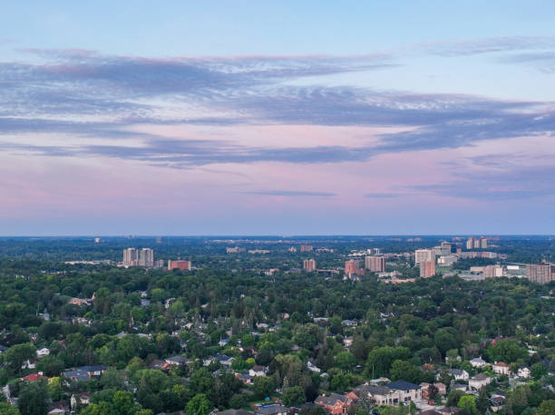 istock Sunset with orange clouds over the Ottawa city 1457229545