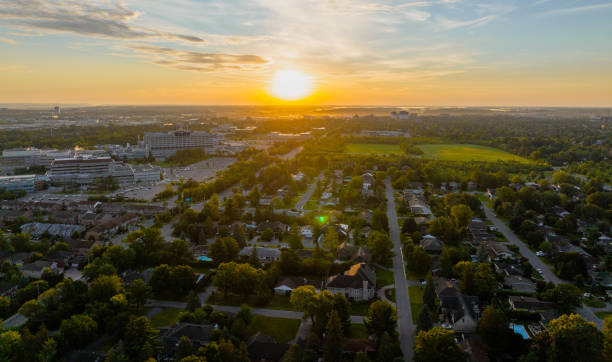 istock Sunset with orange clouds over the Ottawa city 1457229569