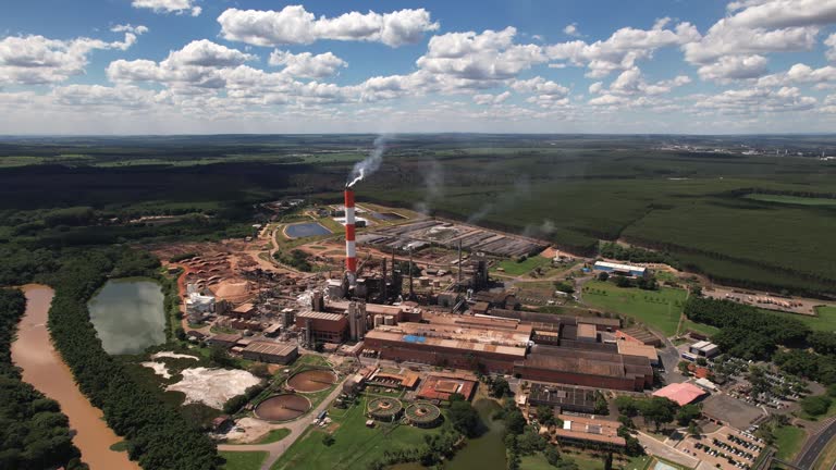 Aerial view of pulp and paper industry