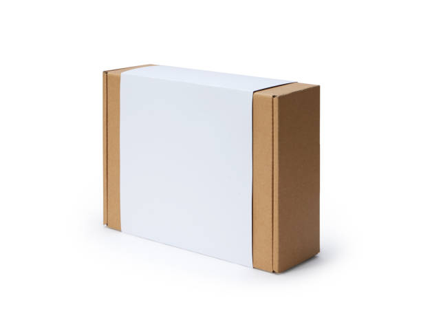 istock Cardboard box with white front cover isolated on white background 1457251302