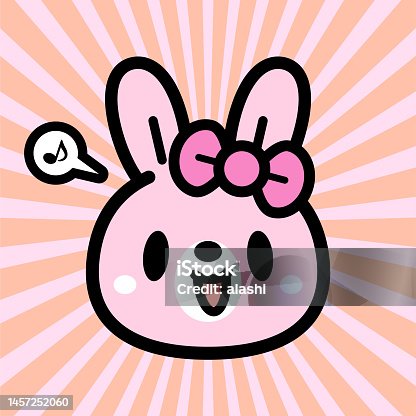 istock Cute character design of the pink rabbit wearing a hair bow 1457252060