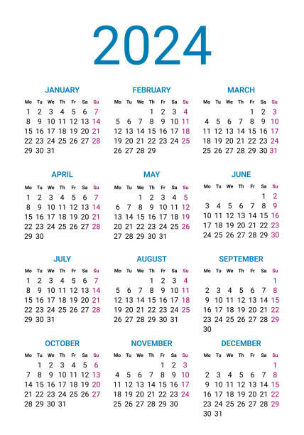 istock Calendar 2024 year, design template week starts on Sunday 1457256012