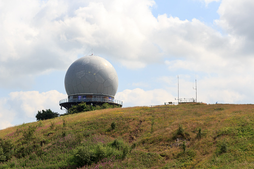 Radar dome on mountain Wasserkuppe in Rhön Mountains, Germany