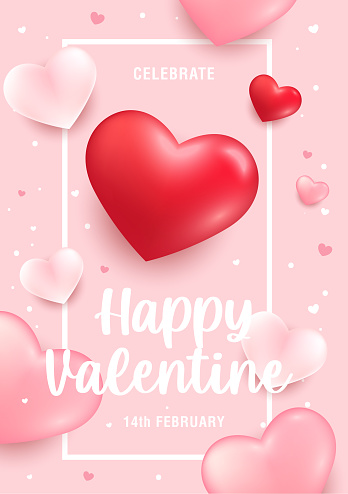 istock Happy Valentine's Day and White Day Sale banner. Holiday background with border frame made of realistic heart shaped red, pink and white balloons. Horizontal poster, greeting card, header for website. 1457257747