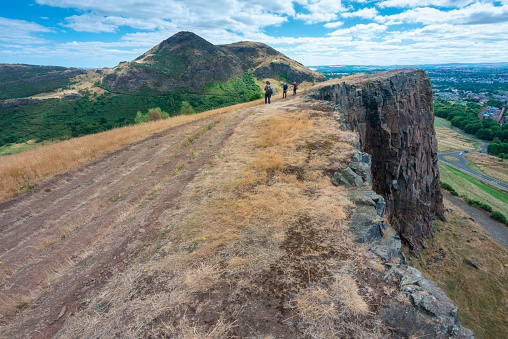 Climbing up to the top of the mountain overlooking Holyrood Park,fantastic views across the capital city of Scotland,from Edinburgh Castle all the way to the Firth of Forth river.