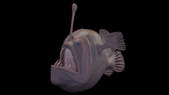 Deep Sea Angler Fish. 3D Rendered, Isolated