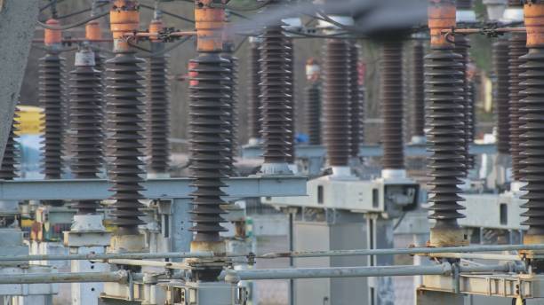 istock High Voltage Electric Power Grid Ceramic Insulators at Transformer Substation 1457273599