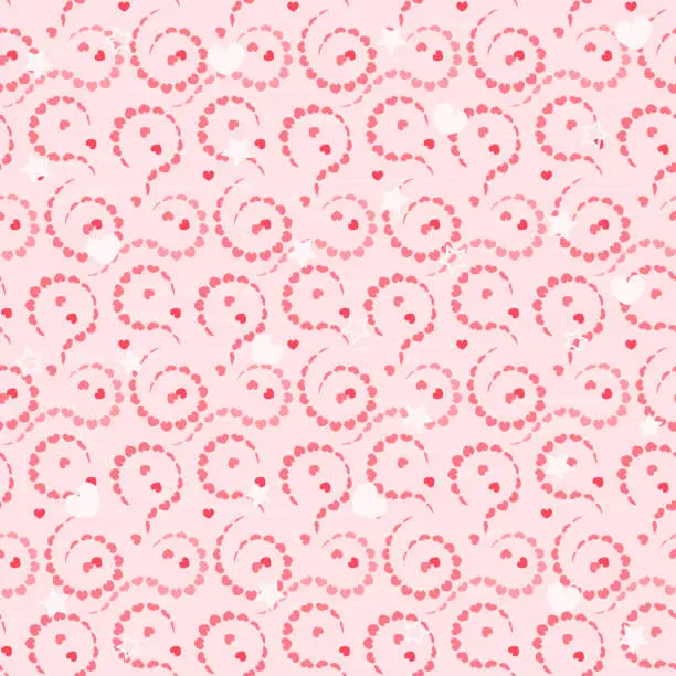 Vector illustration of Hearts pink in a beautiful seamless pattern, textured. Vector seamless illustration for Valentine's day.
