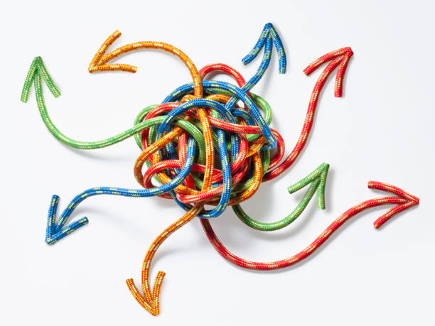 istock The concept of choice. Tangled colorful strings. 1457278724
