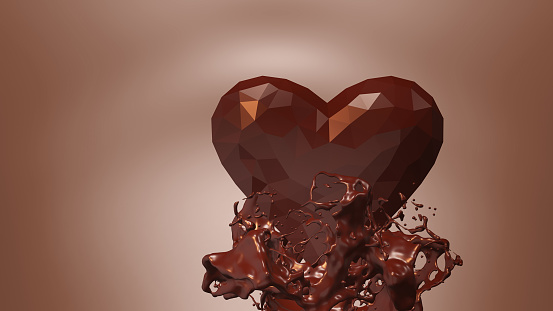Chocolate splash with heart shape
