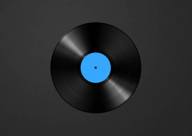 istock Blue vinyl record isolated on black background 1457287077