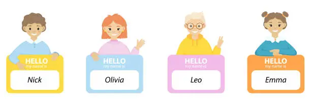 Vector illustration of Kids name tag.