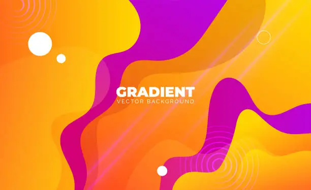 Vector illustration of Abstract orange gradient colours fluid background with geometric circle shape element . Modern futuristic background